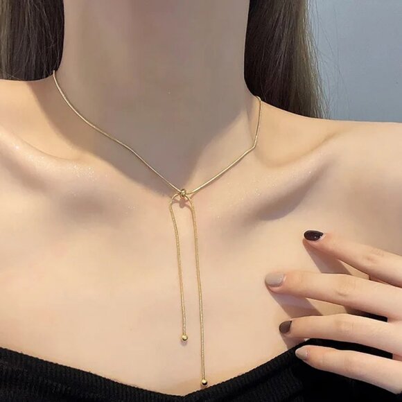 NEW 14K Yellow Gold Retro Adjustable Unique Luxury Necklace - Picture 4 of 5